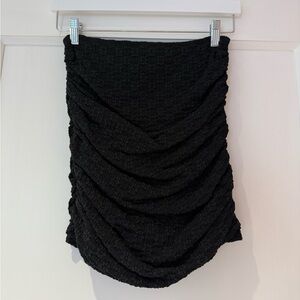 Free People Black Rouched Mini Skirt